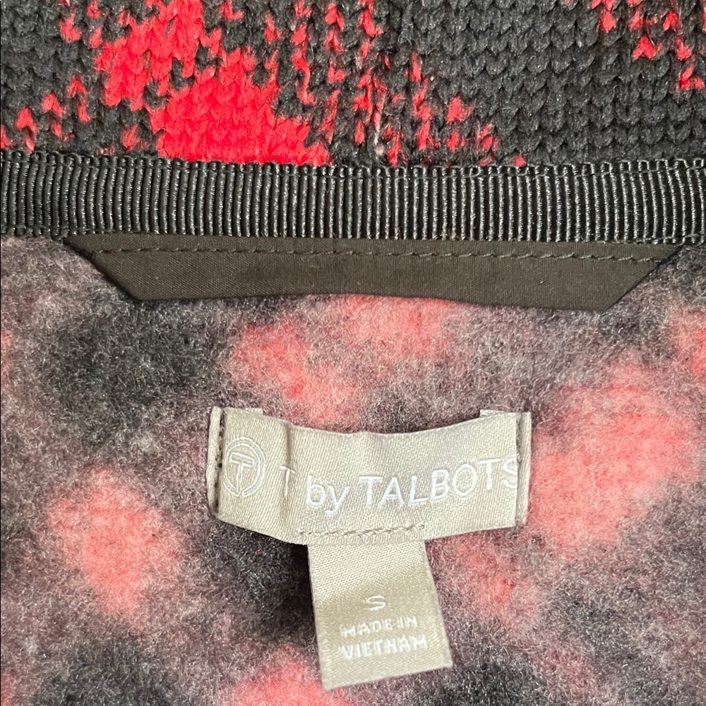 T by Talbots Black Jacket with Red Plaid Zip Front - Picture 4 of 6